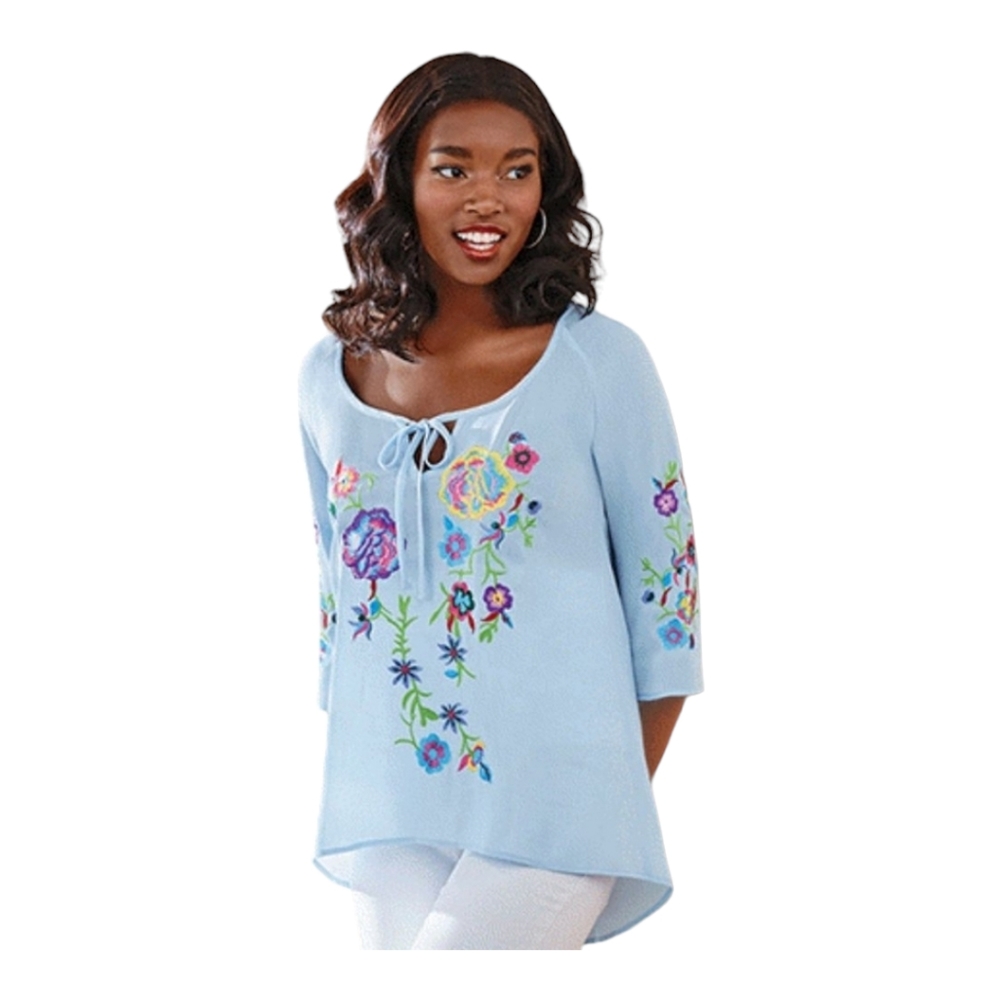 Avon Signature Collection Floral Embroidered Blouse Size XL